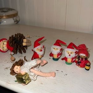 Vintage Norwegian wood pipe cleaner felt pinecone Christmas Ornaments